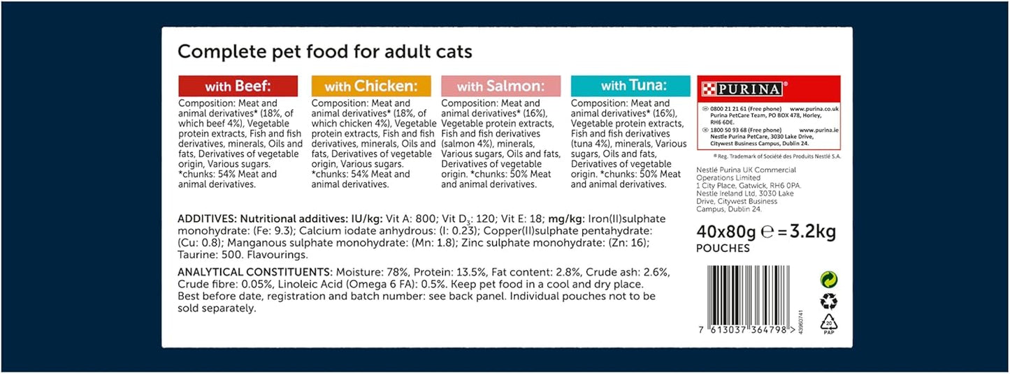 FELIX Tasty Shreds Mixed Selection in Gravy Wet Cat Food 40x80g