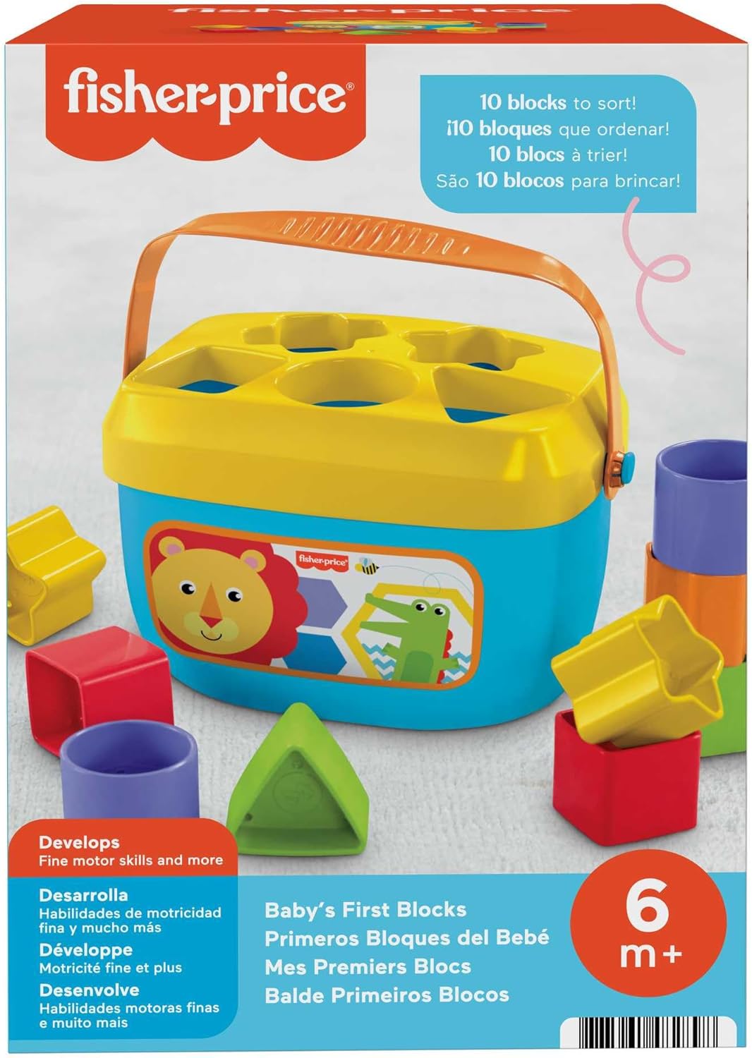 Fisher-Price Stacking Toy Baby’s First Blocks Set of 10 Shapes for Sorting Play for Infants Ages 6+ Months, FFC84