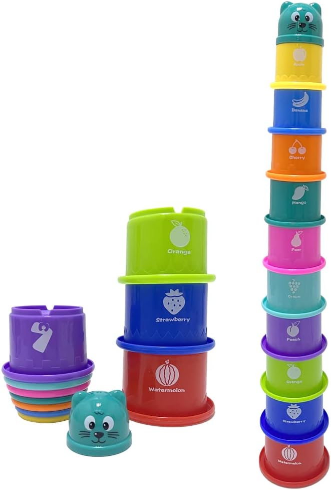 Ram© Baby Kids 11 Piece Stacking Cups Stackers Pre-school Learning Toy Stacking Tower Pyramid