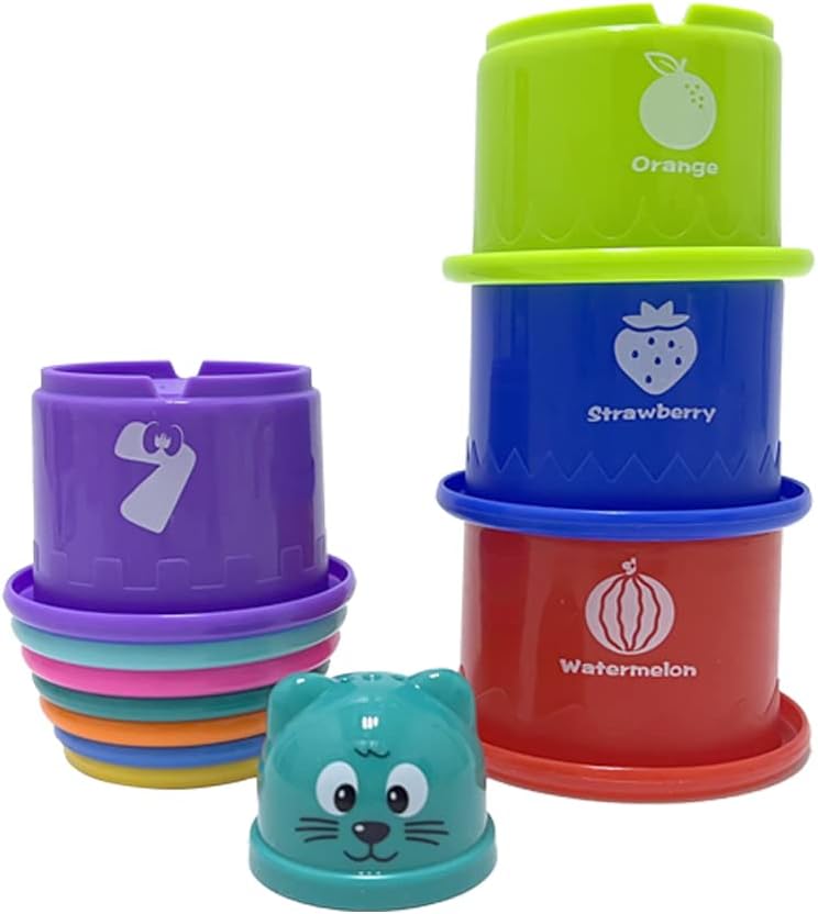 Ram© Baby Kids 11 Piece Stacking Cups Stackers Pre-school Learning Toy Stacking Tower Pyramid