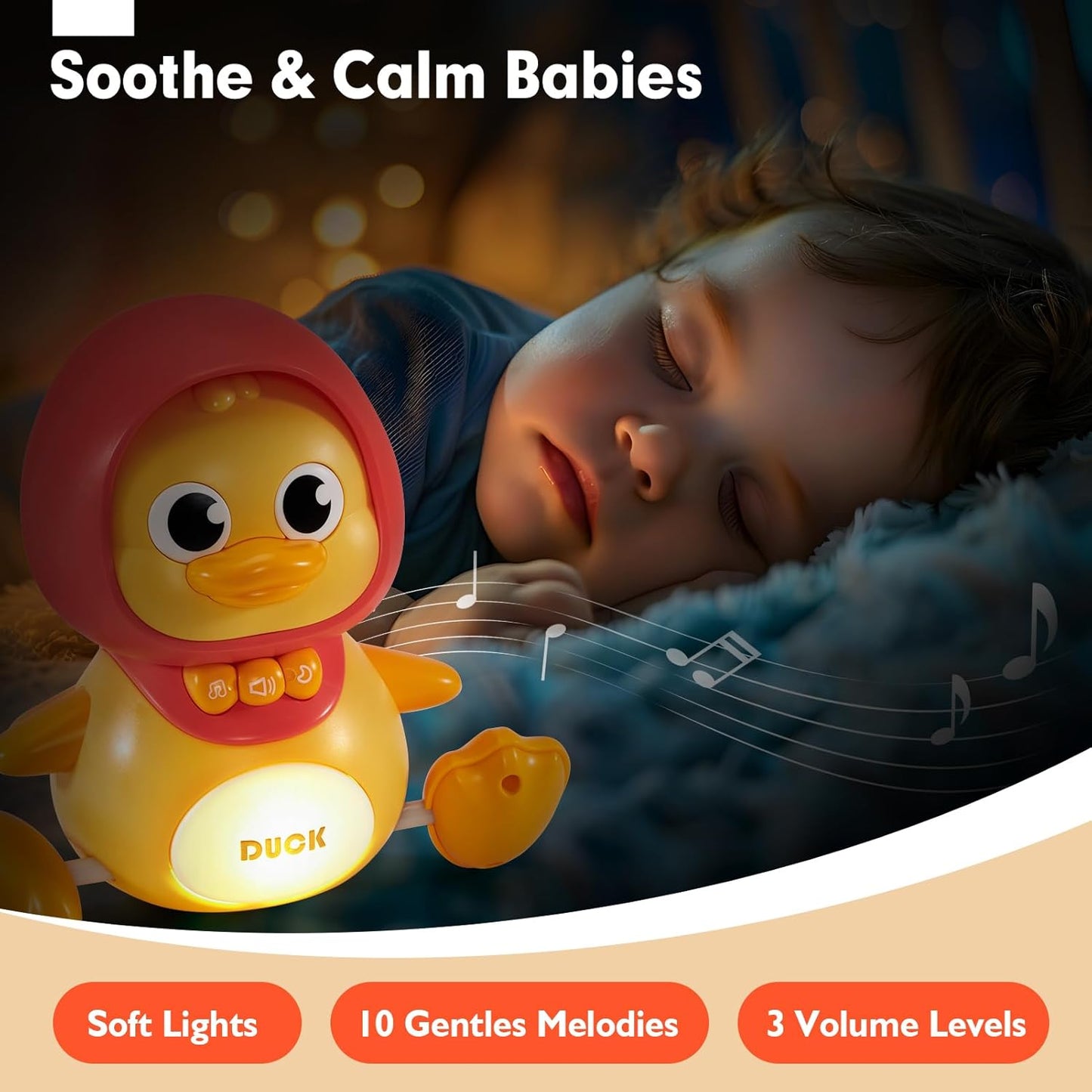 hahaland Baby Crawling Duck Toy Baby Toys for 12 Months 1 Year Old Boys Girls, Musical Light Interaction Walking Tummy Time Sensory Toys Sound Toys with Lullabies Birthday Present Gifts