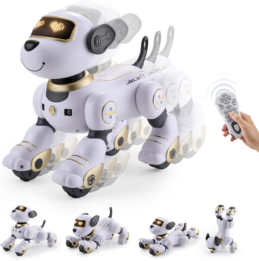 Warmiehomy Robot Puppy Toy for Kids Smart Robot Dog Voice Remote Control Toy with 17 Functions Sing & Dance,Interactive Touch & Follow Function Toys for 5 6 7 8-12 year old Birthday Gift Gold