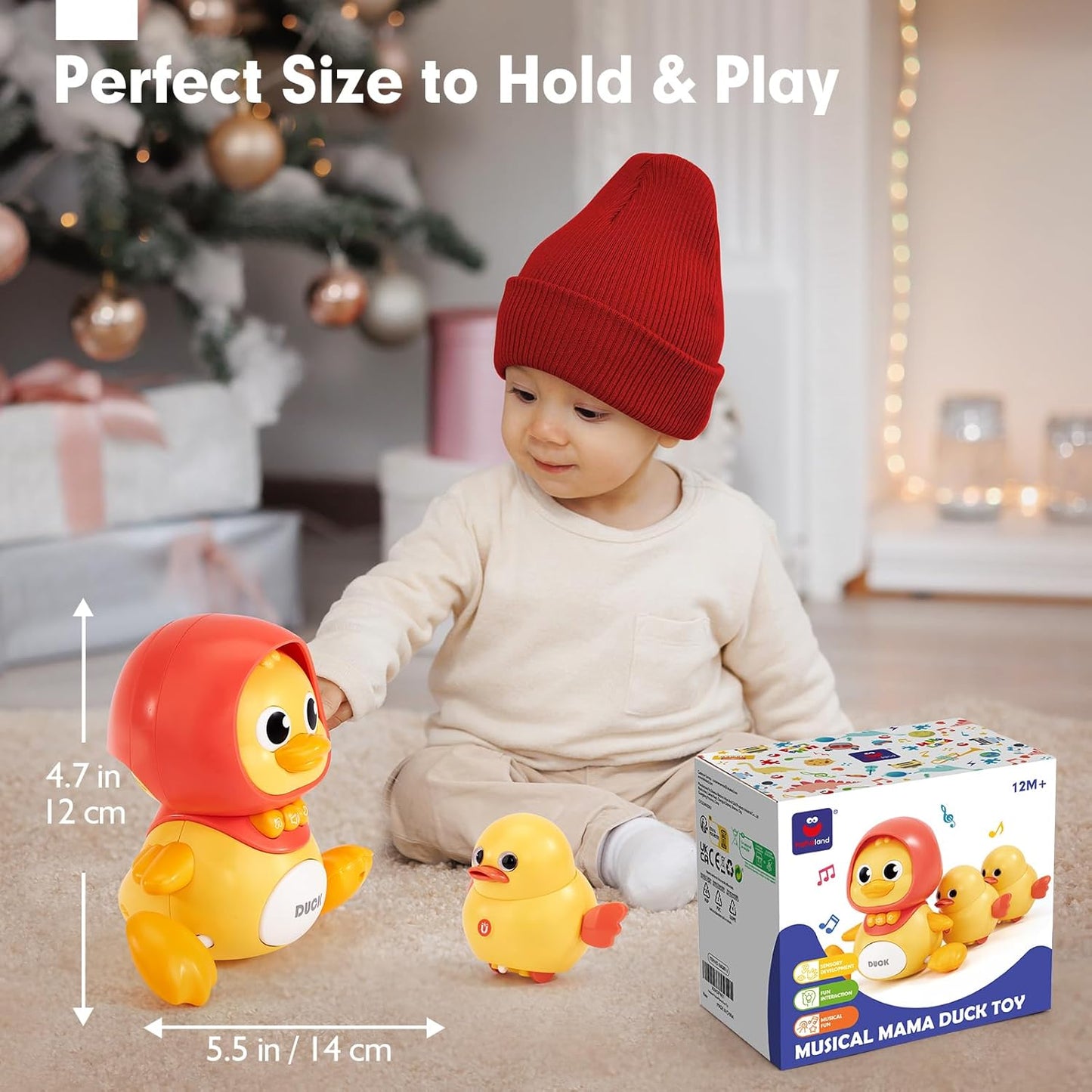 hahaland Baby Crawling Duck Toy Baby Toys for 12 Months 1 Year Old Boys Girls, Musical Light Interaction Walking Tummy Time Sensory Toys Sound Toys with Lullabies Birthday Present Gifts